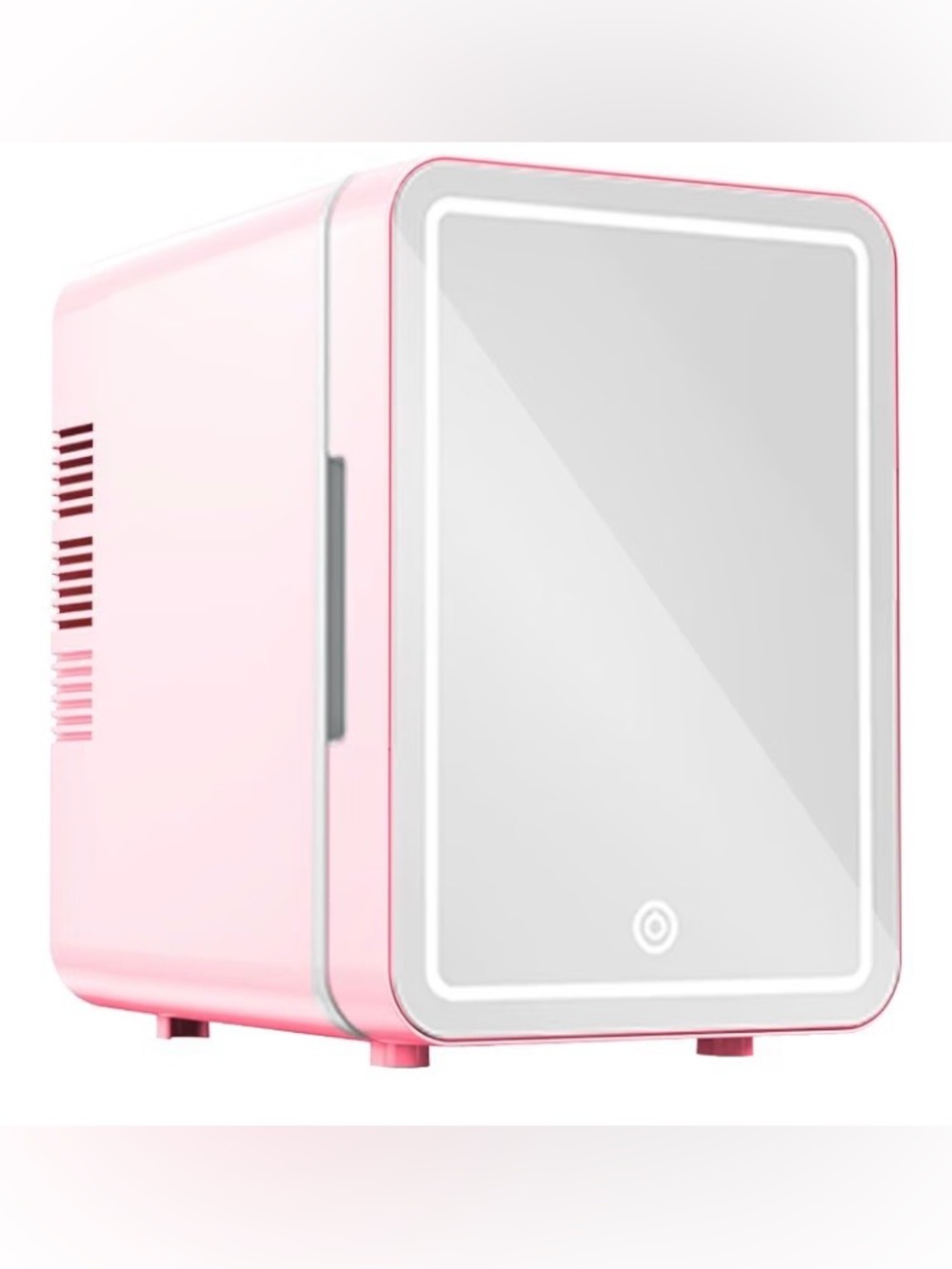 Skincare Fridge with Dimmable LED Light Mirror, 4L/6Can Cooler Warmer, Pink, NEW